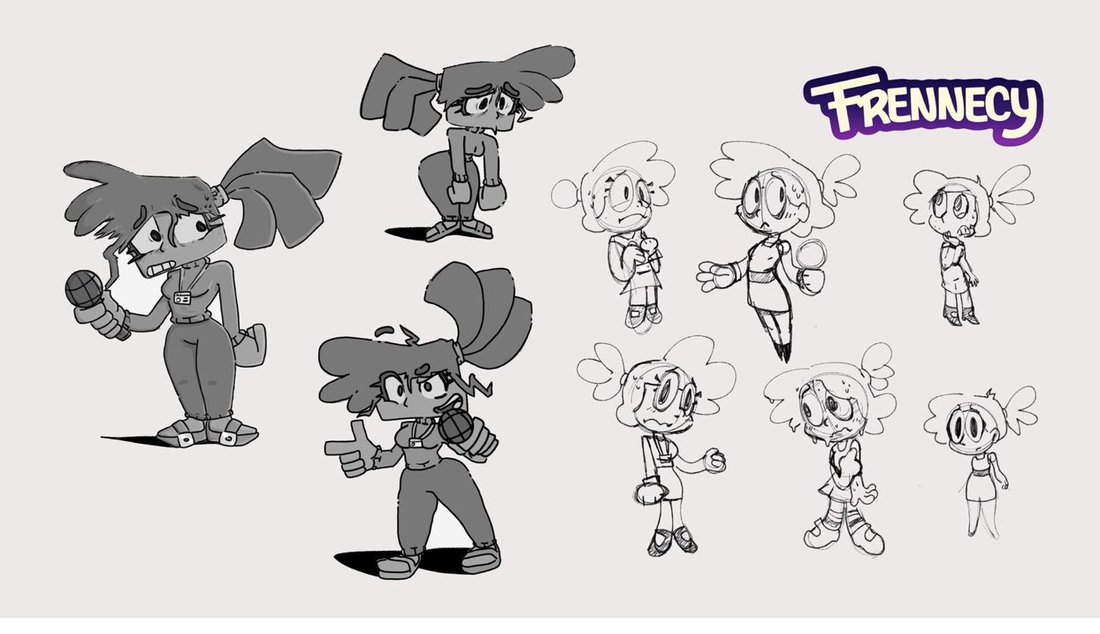 Chica Pitch — bocetos y poses iniciales