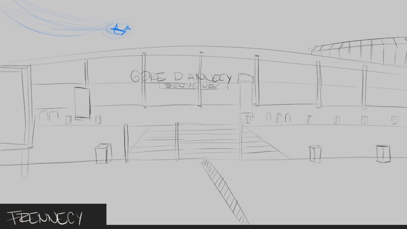 Boceto del edificio de la estación Gare de Frennecy