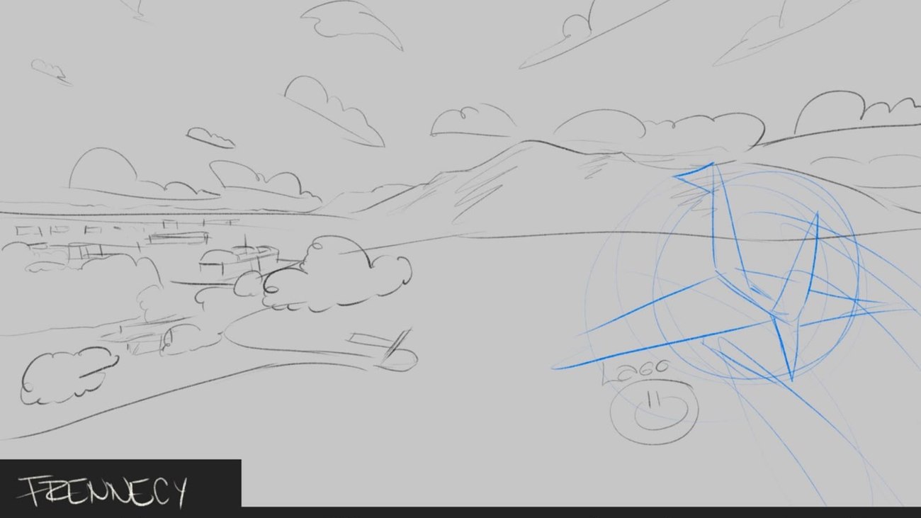 Boceto de paisaje y exploración de logo